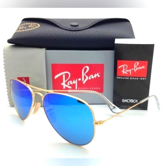 LIKE NEW RayBan Aviator RB3025 Blue Mirror Flash Lens Ray ban Sunglasses - Picture 9 of 16